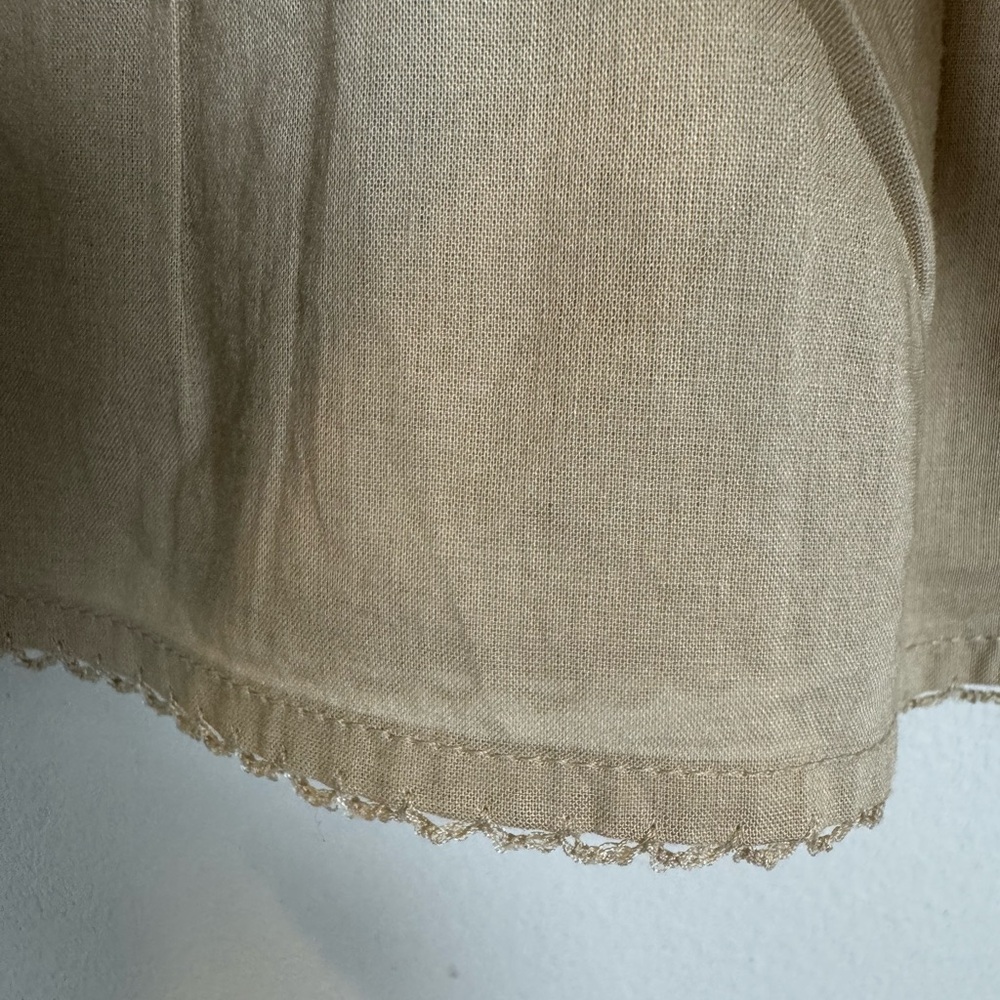 Ann Taylor Embroidered Floral A-Line Midi Skirt Beige Cotton Boho Size 8 - Picture 4 of 7